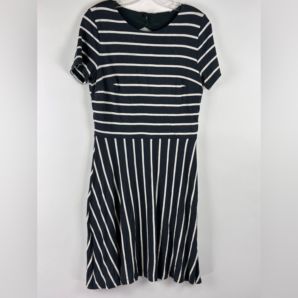 Women's Striped Cutout Back Flare Dress